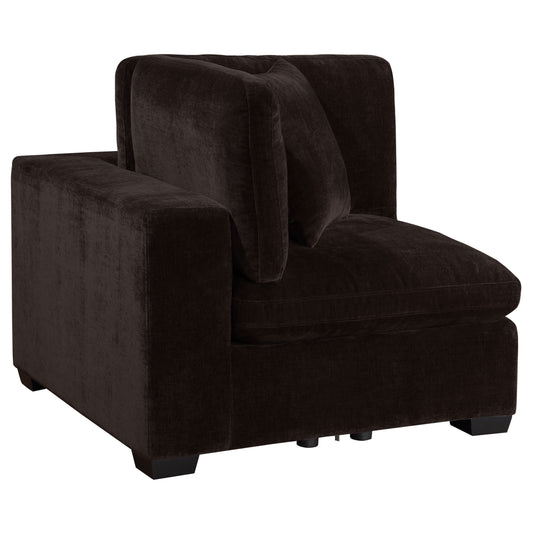Lakeview Upholstered Corner Chair Dark Chocolate - The Sleep Loft - Online Mattress Showroom NYC