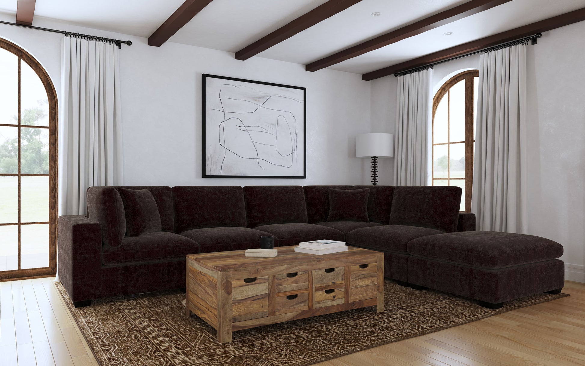 Lakeview Upholstered Corner Chair Dark Chocolate