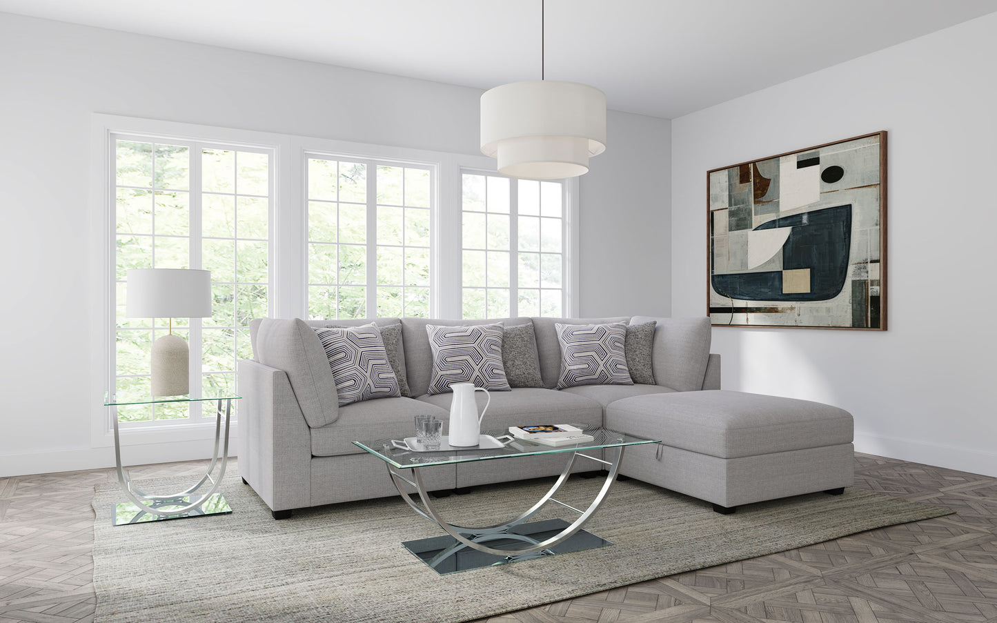 Cambria 4-piece Upholstered Modular Sectional Sofa Grey