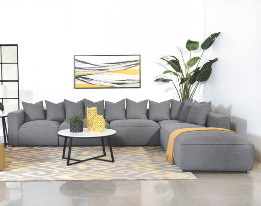 Jennifer 6-piece Upholstered Modular Sectional Grey - The Sleep Loft - Online Mattress Showroom NYC