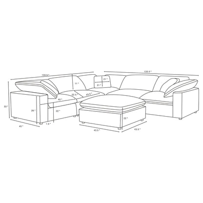 Raleigh 6-piece Boucle Upholstered Modular Sectional Grey