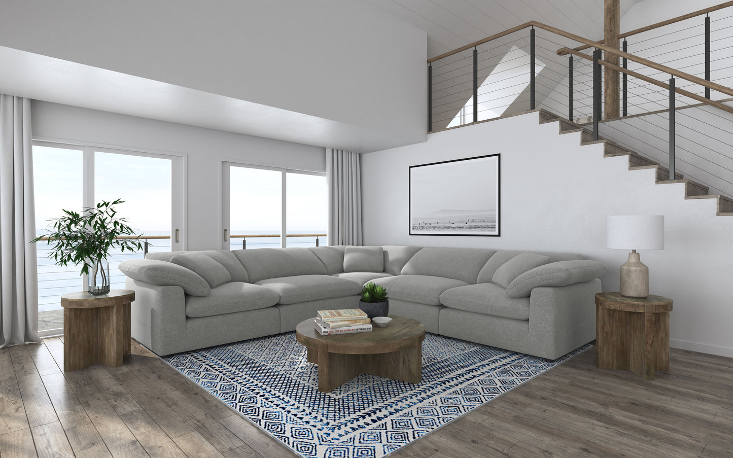 Raleigh 5-piece Boucle Upholstered Modular Sectional Grey