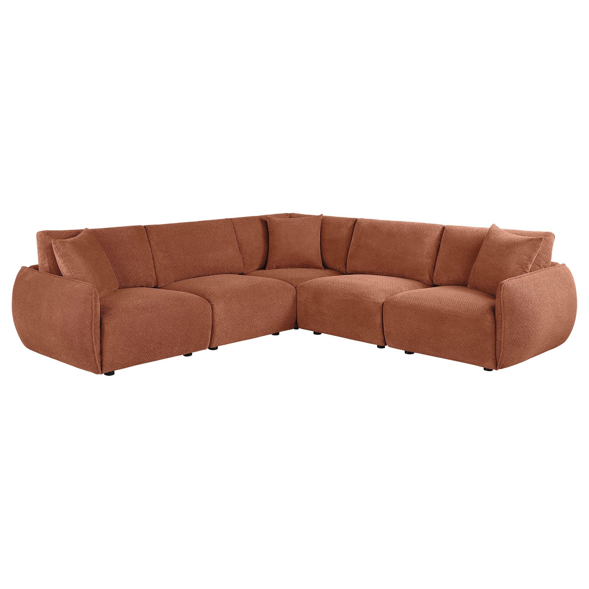 Elysia 5-piece Fabric Upholstered Modular Sectional Sofa Coral