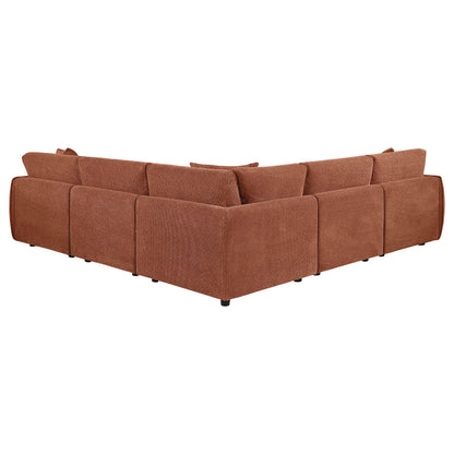Elysia 5-piece Fabric Upholstered Modular Sectional Sofa Coral