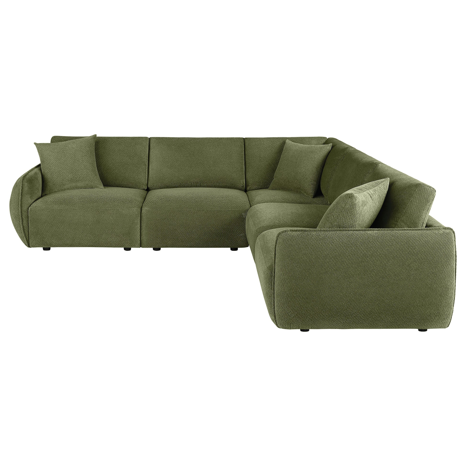 Elysia 5-piece Fabric Upholstered Modular Sectional Sofa Green
