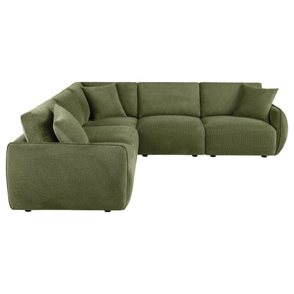 Elysia 5-piece Fabric Upholstered Modular Sectional Sofa Green