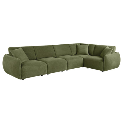 Elysia 5-piece Fabric Upholstered Modular Sectional Sofa Green