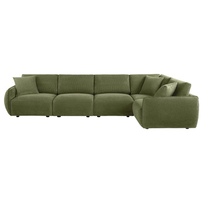 Elysia 5-piece Fabric Upholstered Modular Sectional Sofa Green