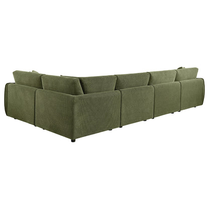 Elysia 5-piece Fabric Upholstered Modular Sectional Sofa Green