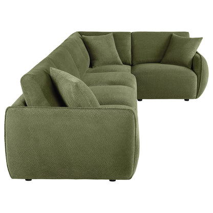 Elysia 5-piece Fabric Upholstered Modular Sectional Sofa Green