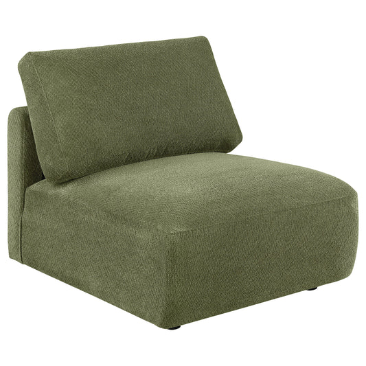 Elysia Fabric Upholstered Modular Armless Chair Green