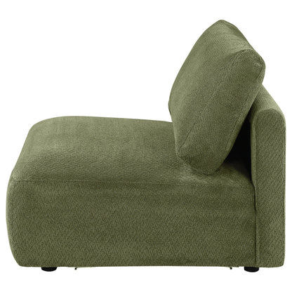 Elysia Fabric Upholstered Modular Armless Chair Green