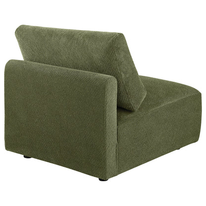 Elysia Fabric Upholstered Modular Armless Chair Green