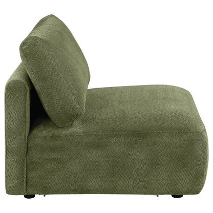 Elysia Fabric Upholstered Modular Armless Chair Green