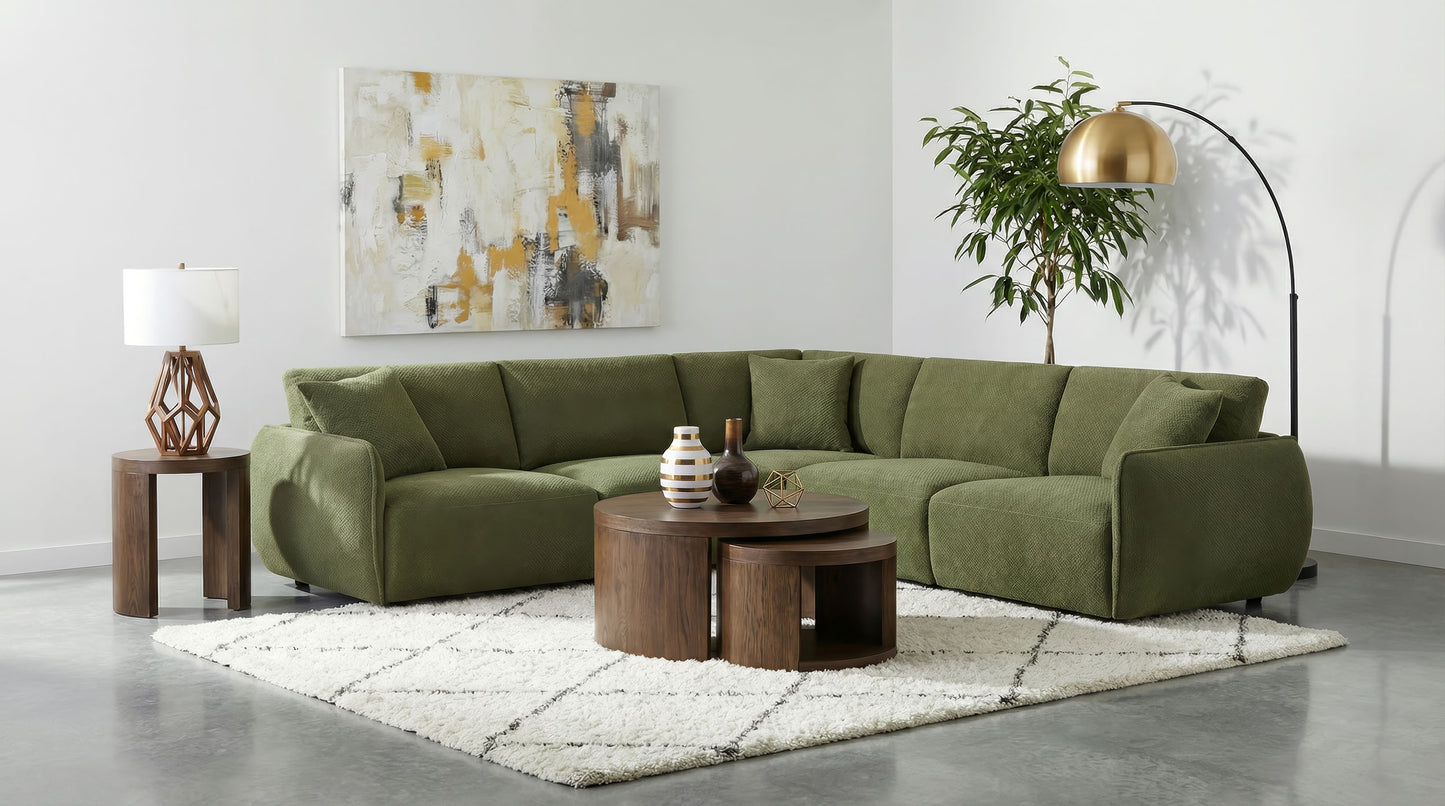 Elysia Fabric Upholstered Modular Corner Chair Green