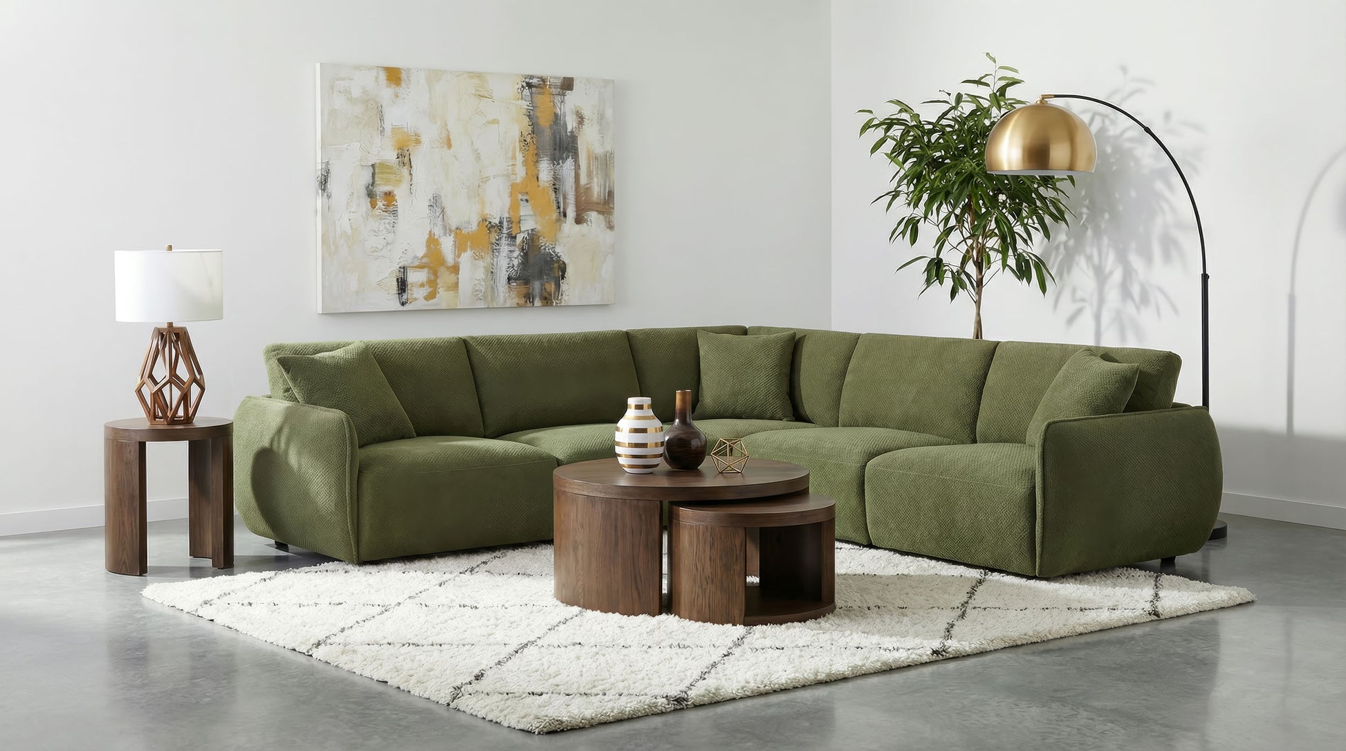 Elysia Fabric Upholstered Modular Corner Chair Green