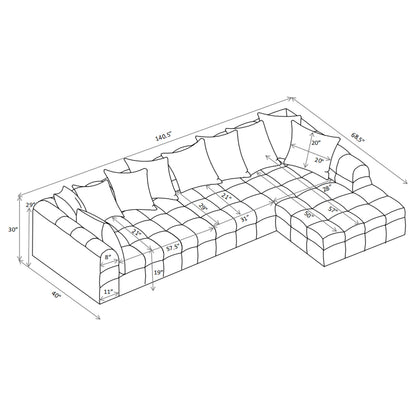 Amara 3-Piece Upholstered Sectional Sofa