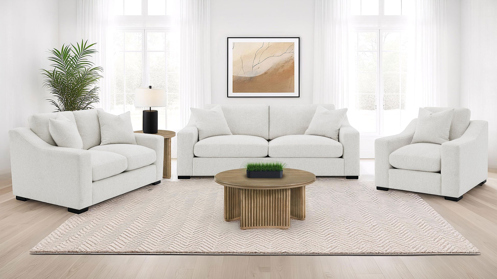 Ashlyn Fabric Upholstered Track Arm Accent Chair Sand