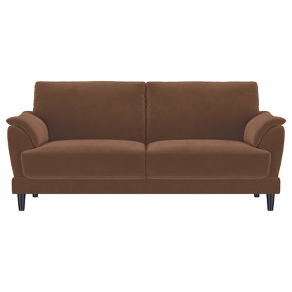 Selma Velvet Upholstered Crescent Arm Sofa Rust