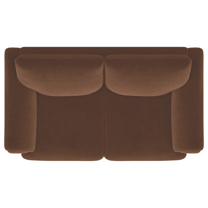 Selma Velvet Upholstered Crescent Arm Loveseat Rust