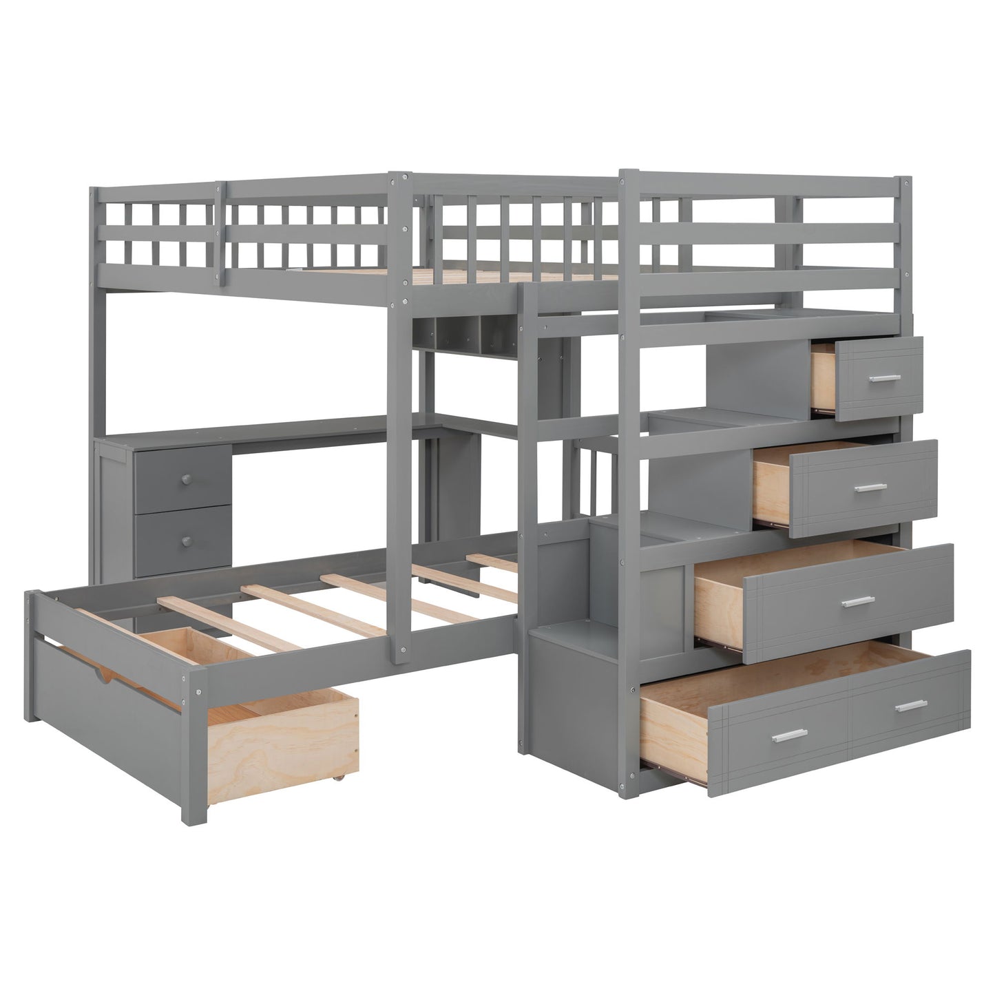 Bunk Bed With Desk, Drawers And Shelves - The Sleep Loft - Online Mattress Showroom NYC