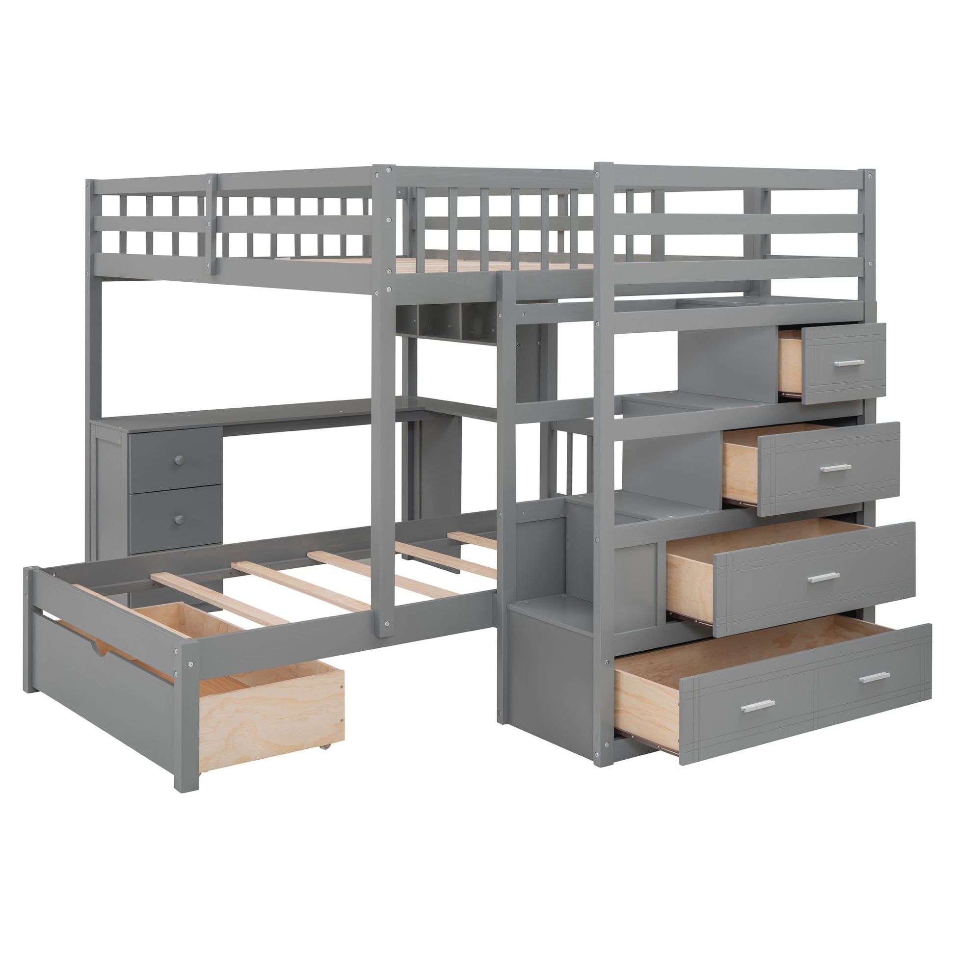 Bunk Bed With Desk, Drawers And Shelves - The Sleep Loft - Online Mattress Showroom NYC