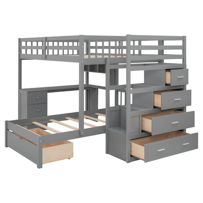 Bunk Bed With Desk, Drawers And Shelves - The Sleep Loft - Online Mattress Showroom NYC
