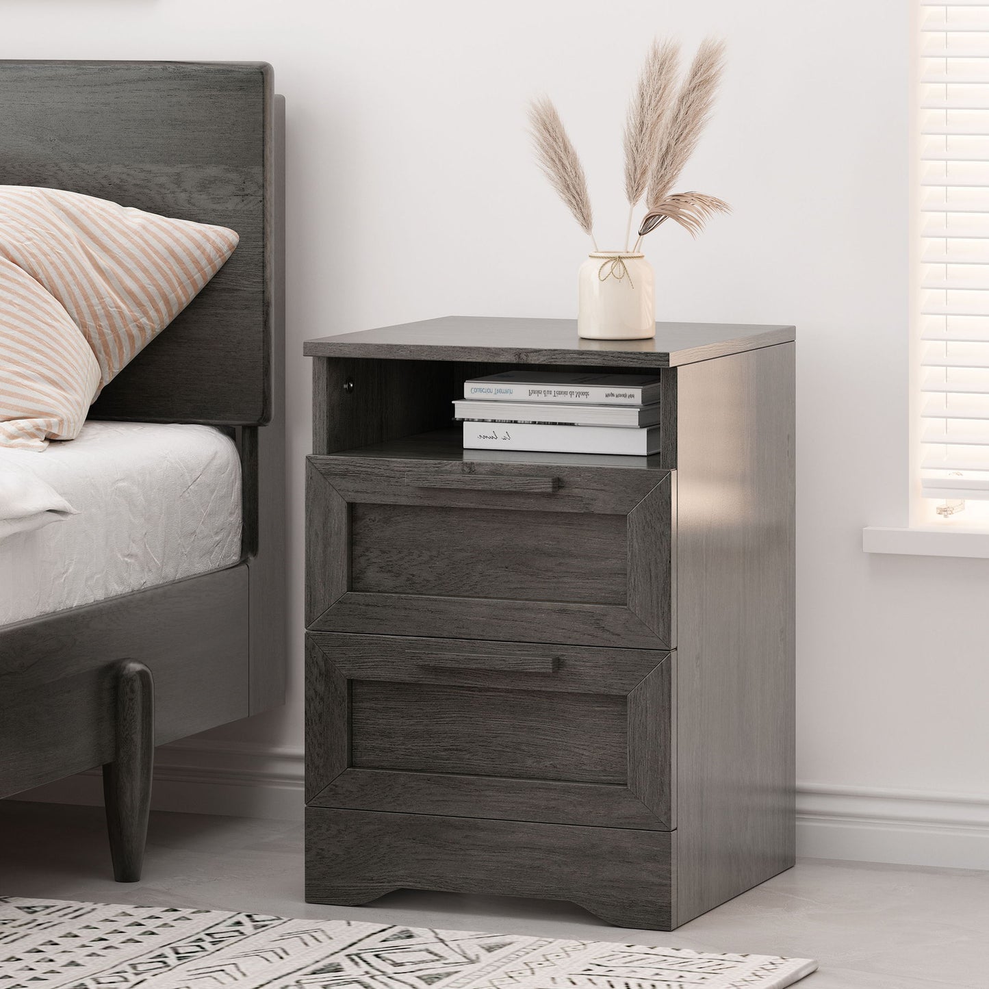 Broxon - Rustic Drawer Nightstand - The Sleep Loft - Online Mattress Showroom NYC