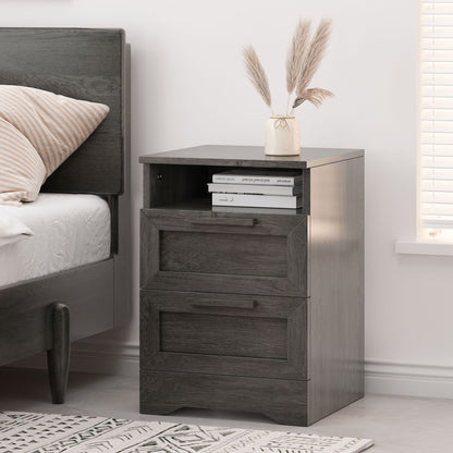 Broxon - Rustic Drawer Nightstand - The Sleep Loft - Online Mattress Showroom NYC