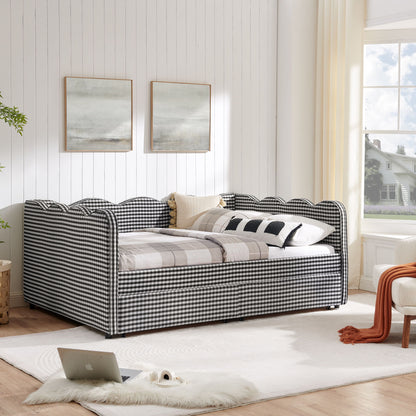 Gingham Daybed With USB Charging Port, Wave-Shaped Design - The Sleep Loft - Online Mattress Showroom NYC