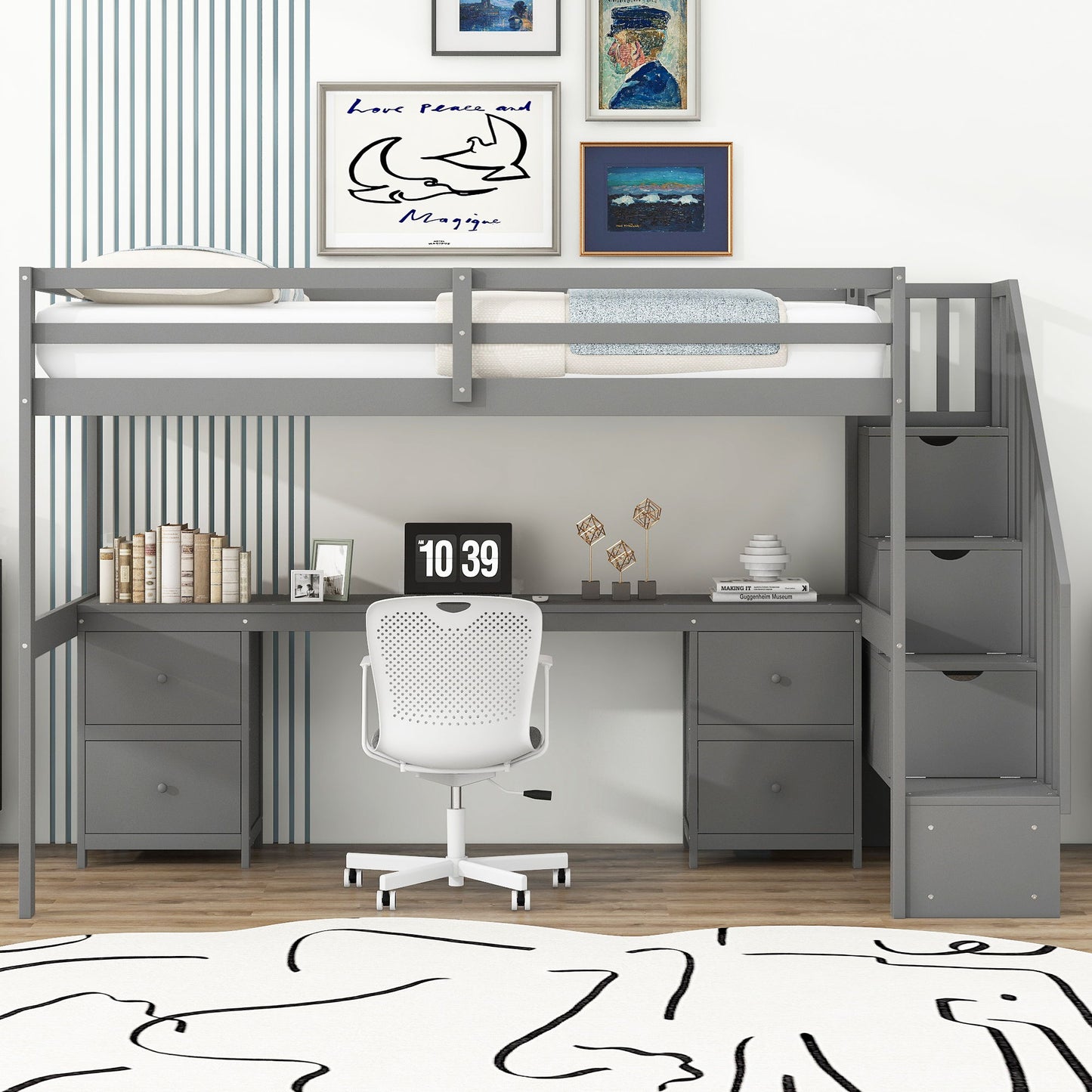 Loft Bed Frame With Built In Desk And Double Storage Drawers - The Sleep Loft - Online Mattress Showroom NYC