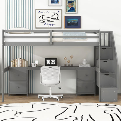 Loft Bed Frame With Built In Desk And Double Storage Drawers - The Sleep Loft - Online Mattress Showroom NYC
