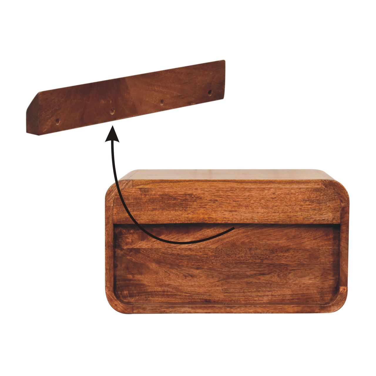 Curve Upper Slot Floating Nightstand - The Sleep Loft - Online Mattress Showroom NYC