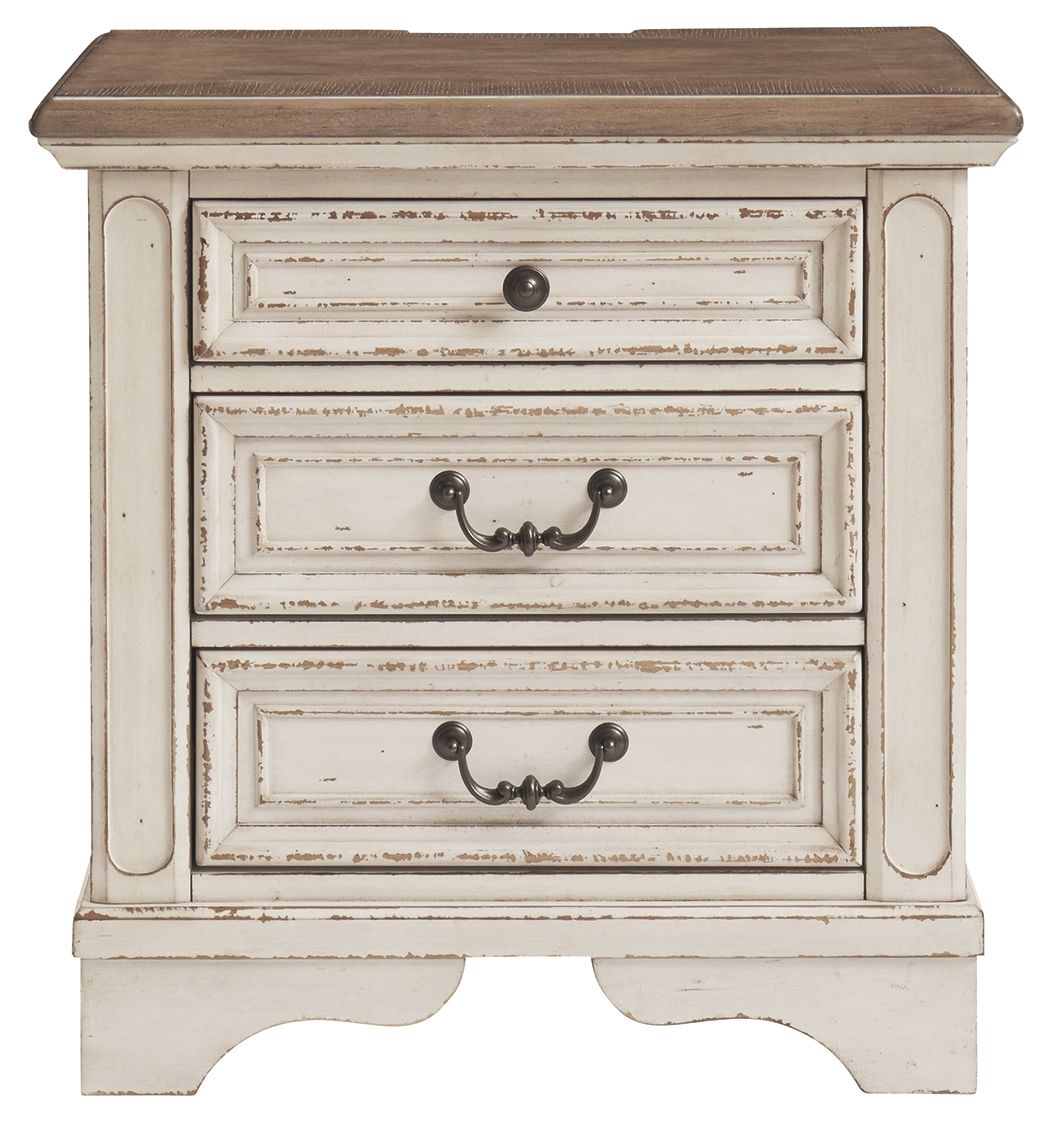 Realyn - Three Drawer Night Stand - White / Brown / Beige - The Sleep Loft - Online Mattress Showroom NYC