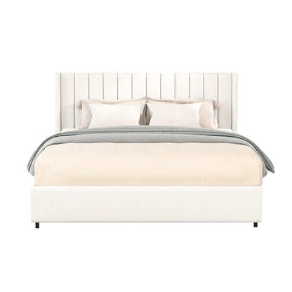 Anda - Boucle Upholstered Platform Bed With Patented Drawers Storage - Ivory - The Sleep Loft - Online Mattress Showroom NYC