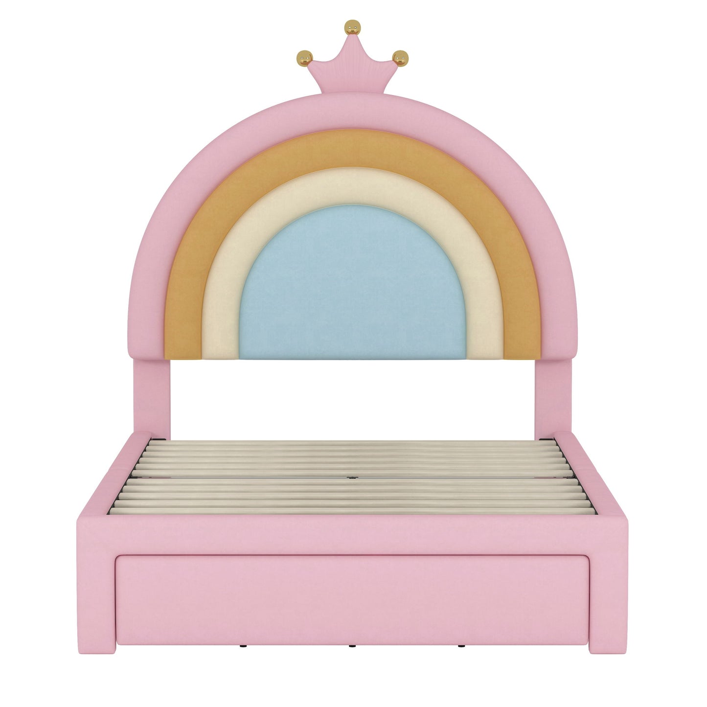 Upholstered Rainbow Design Bed, Princess Platform Bed With Storage Drawer - The Sleep Loft - Online Mattress Showroom NYC