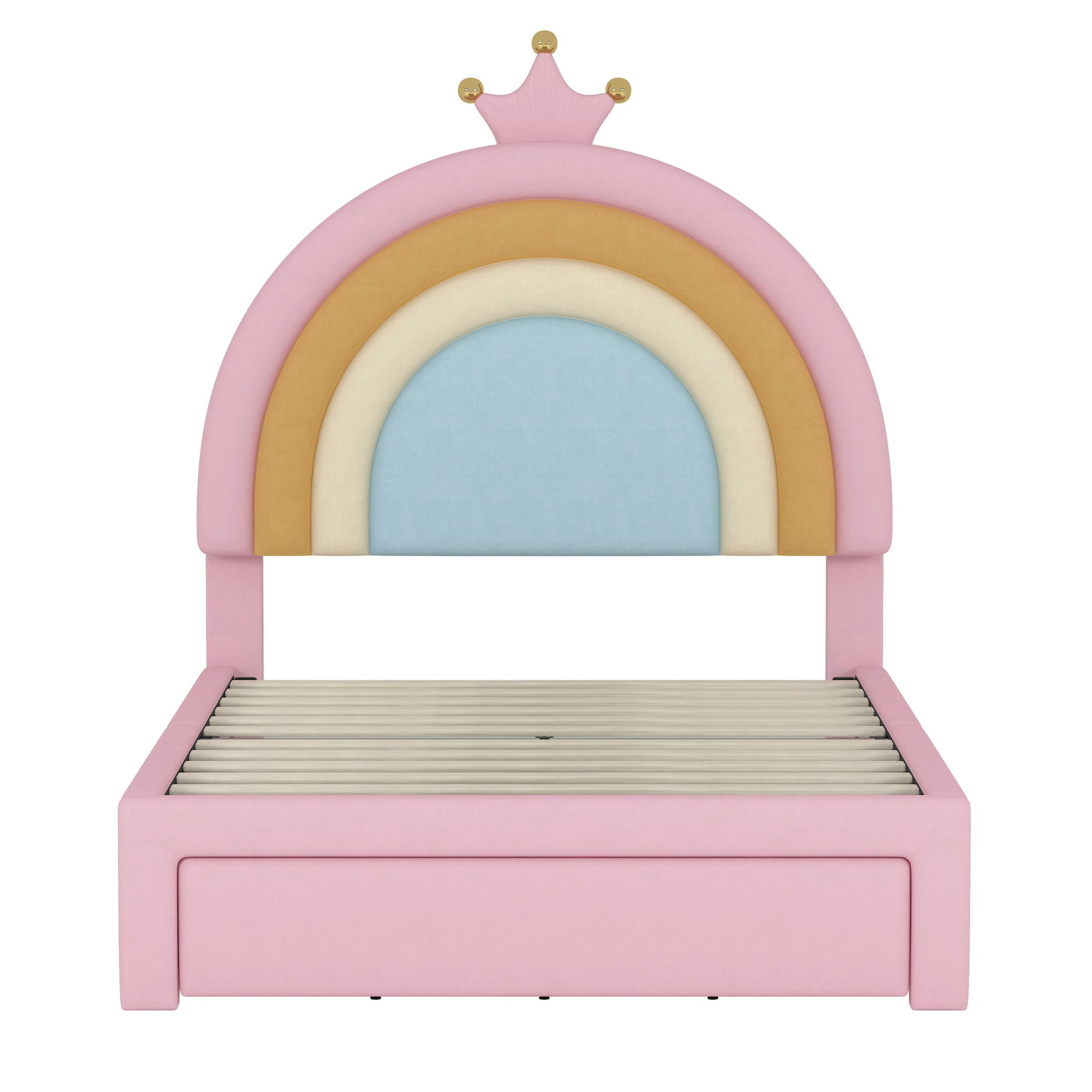 Upholstered Rainbow Design Bed, Princess Platform Bed With Storage Drawer - The Sleep Loft - Online Mattress Showroom NYC