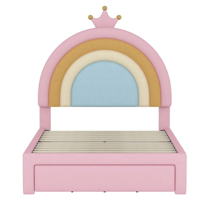 Upholstered Rainbow Design Bed, Princess Platform Bed With Storage Drawer - The Sleep Loft - Online Mattress Showroom NYC