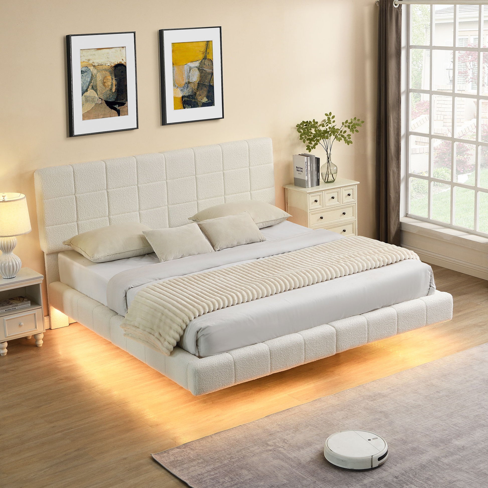 Floating Bed With Light, Soft Touch Surface - The Sleep Loft - Online Mattress Showroom NYC