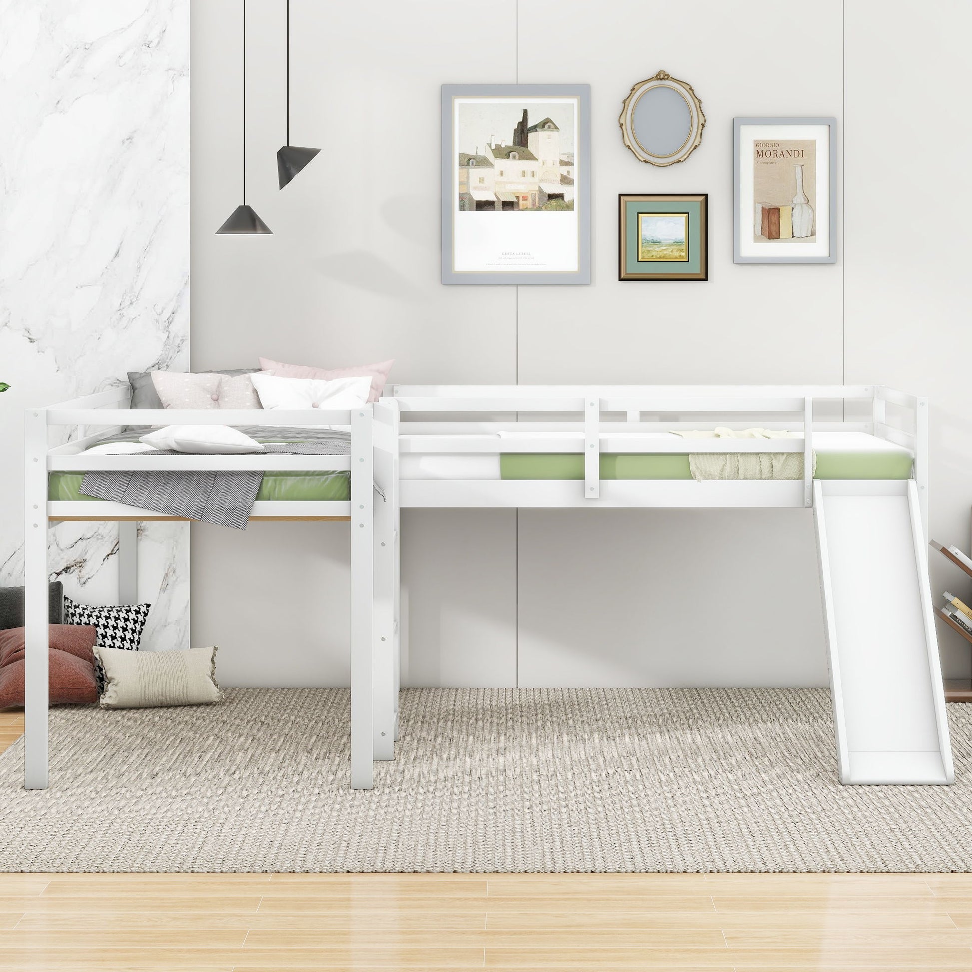L Shaped Loft Bed With Ladder And Slide - The Sleep Loft - Online Mattress Showroom NYC