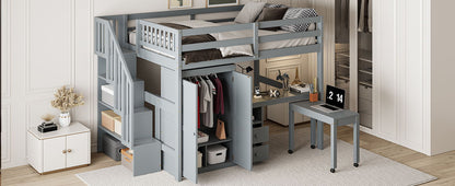 Loft Bed With Stairs, Bookshelf, Drawers, Desk & Wardrobe, Space Saving Multifunctional Furniture - The Sleep Loft - Online Mattress Showroom NYC