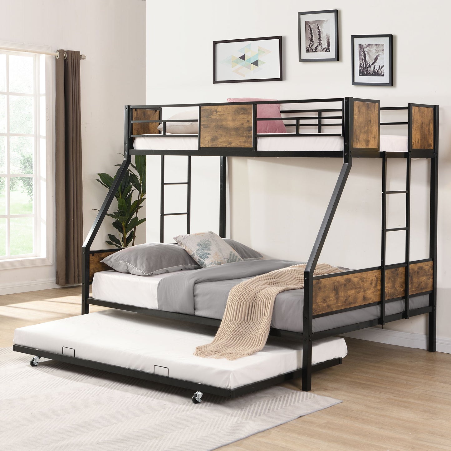 Modern Metal Bunk Bed With Side Ladders And Guardrail - The Sleep Loft - Online Mattress Showroom NYC