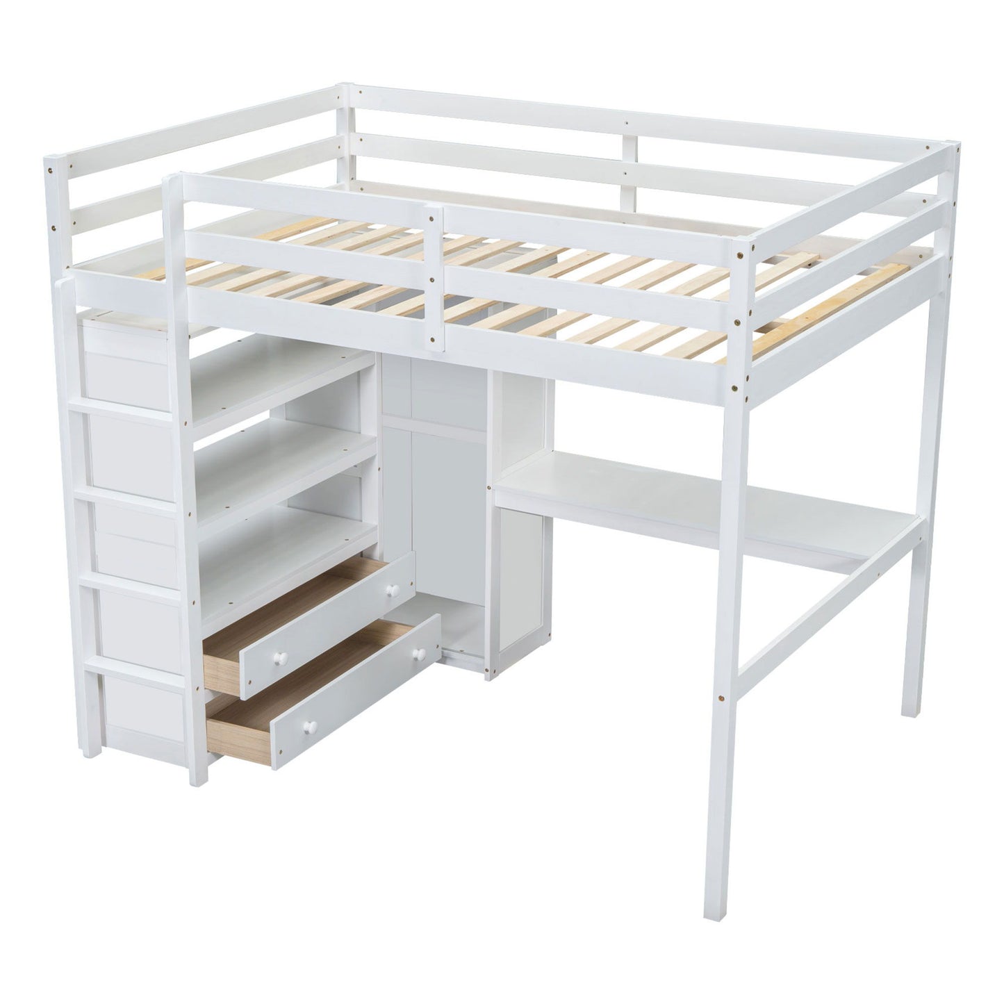 Loft Bed With Built In Wardrobe, Desk, Shelves And Drawers - The Sleep Loft - Online Mattress Showroom NYC
