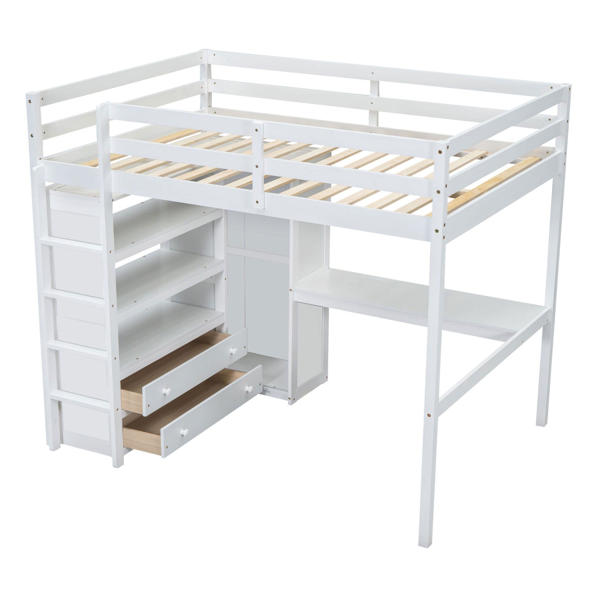 Loft Bed With Built In Wardrobe, Desk, Shelves And Drawers - The Sleep Loft - Online Mattress Showroom NYC