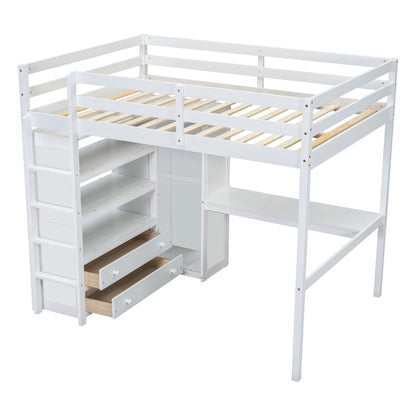 Loft Bed With Built In Wardrobe, Desk, Shelves And Drawers - The Sleep Loft - Online Mattress Showroom NYC