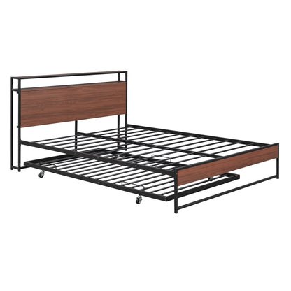 Platform Bed Frame With Trundle, USB Ports And Slat Support, No Box Spring Needed - The Sleep Loft - Online Mattress Showroom NYC