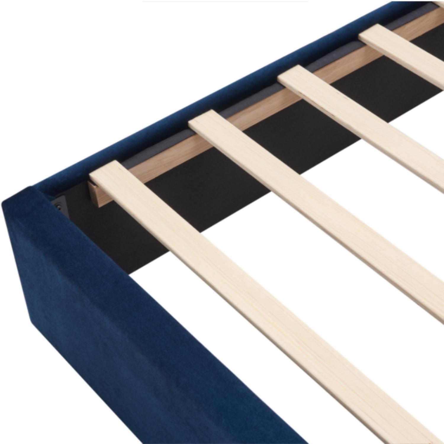 Upholstered Bed Frame With Vertical Channel Tufted Wingback Headboard - The Sleep Loft - Online Mattress Showroom NYC
