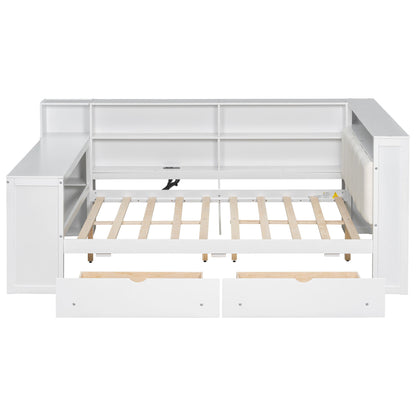Platform Bed With Storage Shelves, Drawers, Charging Station, LED, Desk - The Sleep Loft - Online Mattress Showroom NYC