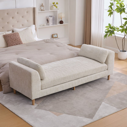 Modern Upholstered End Of Bed Bench With Armrests - The Sleep Loft - Online Mattress Showroom NYC