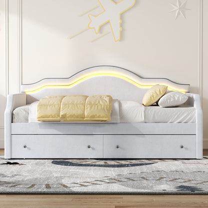 Upholstered Daybed With LED Lights And 2 Drawersme - The Sleep Loft - Online Mattress Showroom NYC